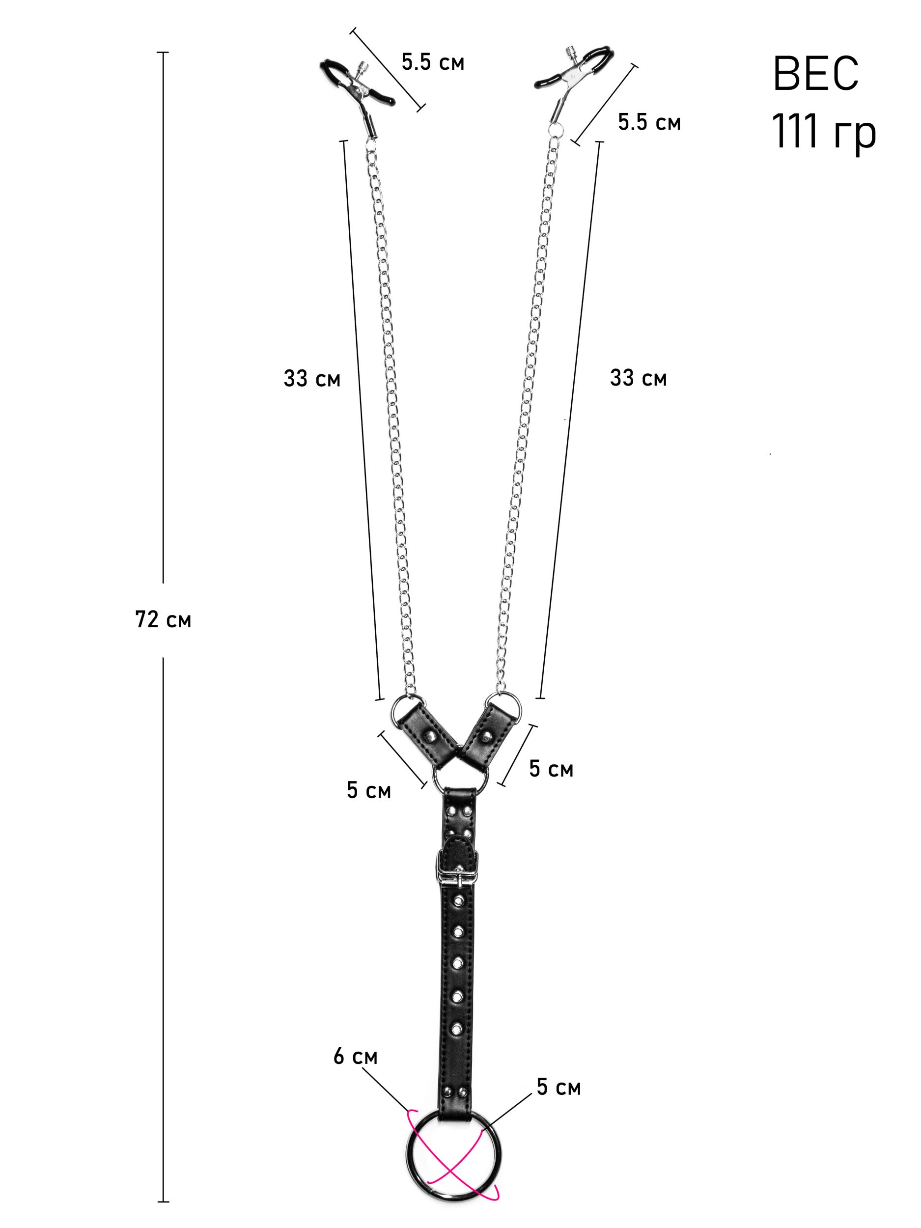 Зажим для сосков с эрекционным кольцом SeSati BD596S2FR60SR — фото 3